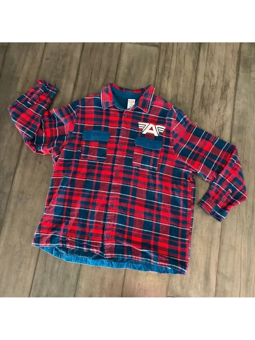 Disney Parks Marvel Captain America Flannel Button-Up Jacket - Size XXL